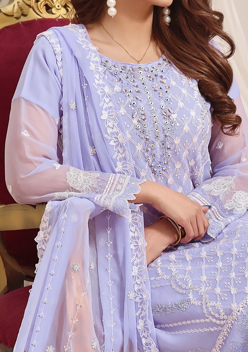 Bin Hameed Ready Made Heavy Embroidered Chiffon Dress - db24582