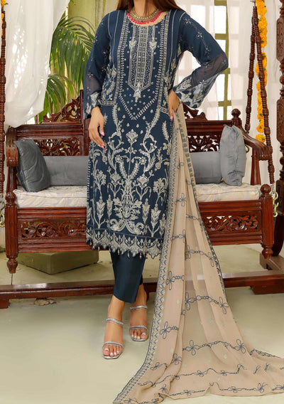 Bin Hameed Ready Made Heavy Embroidered Chiffon Dress - db24600