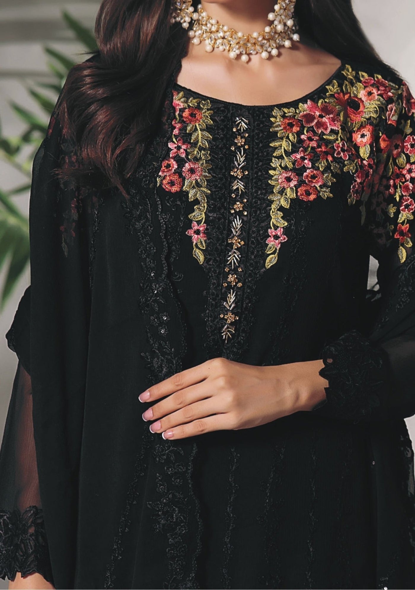 Bin Hameed Ready Made Heavy Embroidered Chiffon Dress - db24771