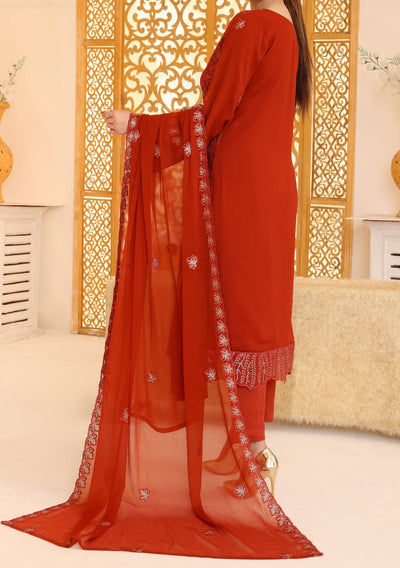 Bin Hameed Ready Made Heavy Embroidered Chiffon Dress - db24679