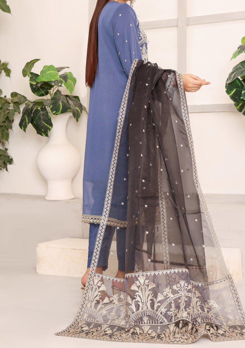 Bin Hameed Ready Made Heavy Embroidered Chiffon Dress - db24874