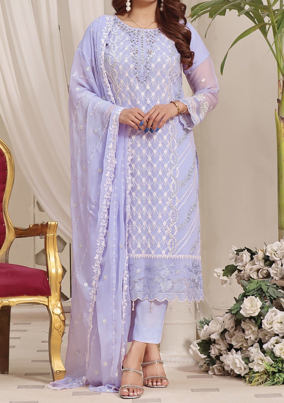 Bin Hameed Ready Made Heavy Embroidered Chiffon Dress - db24582