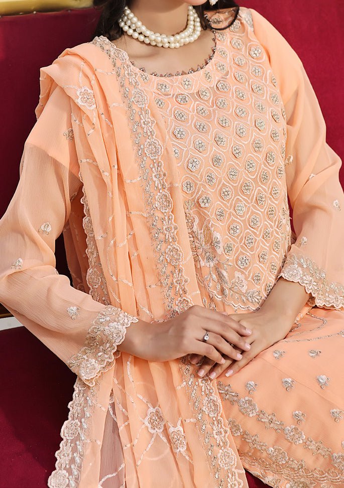 Bin Hameed Ready Made Heavy Embroidered Chiffon Dress - db24884