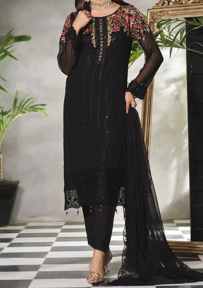 Bin Hameed Ready Made Heavy Embroidered Chiffon Dress - db24771