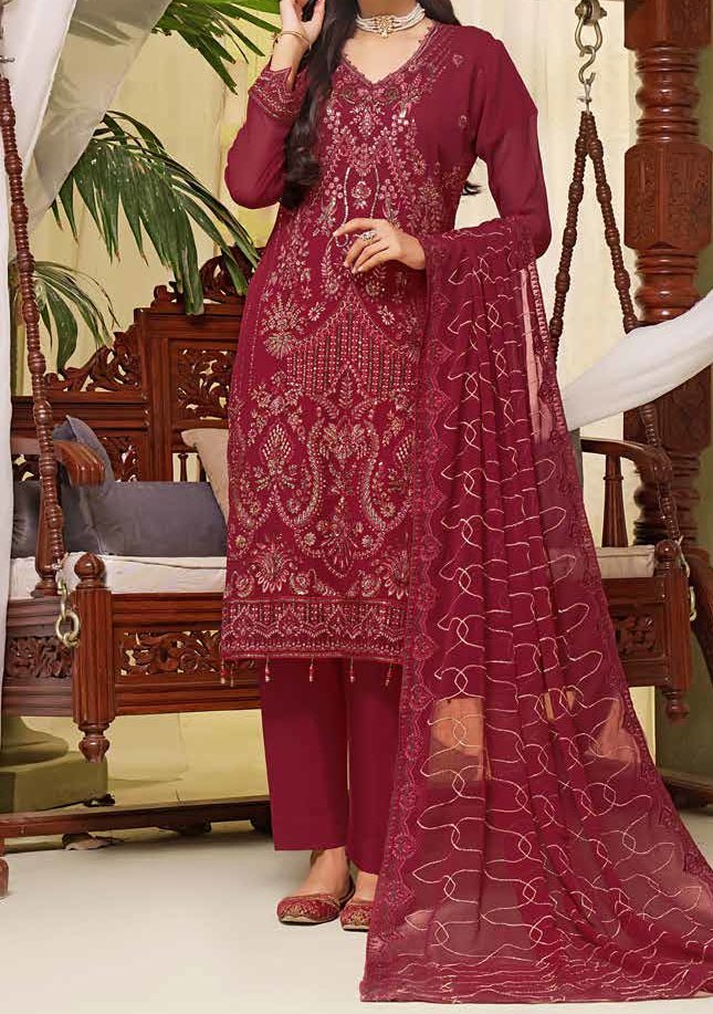 Bin Hameed Sanaubar Heavy Embroidered Chiffon Dress - db25493