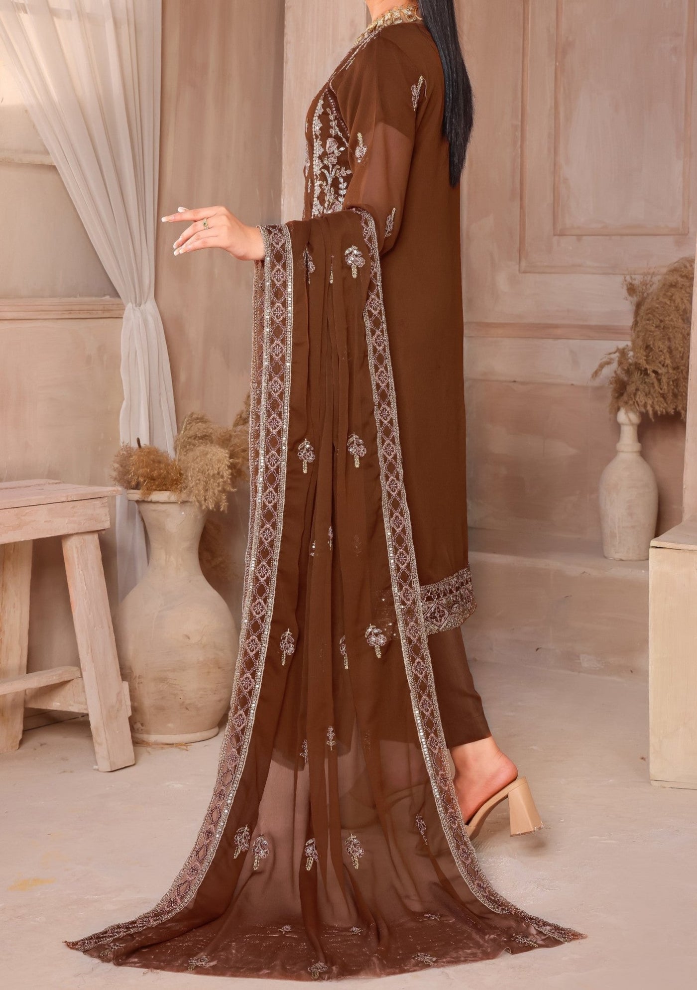 Bin Hameed Tahreem Heavy Embroidered Chiffon Dress - db25570