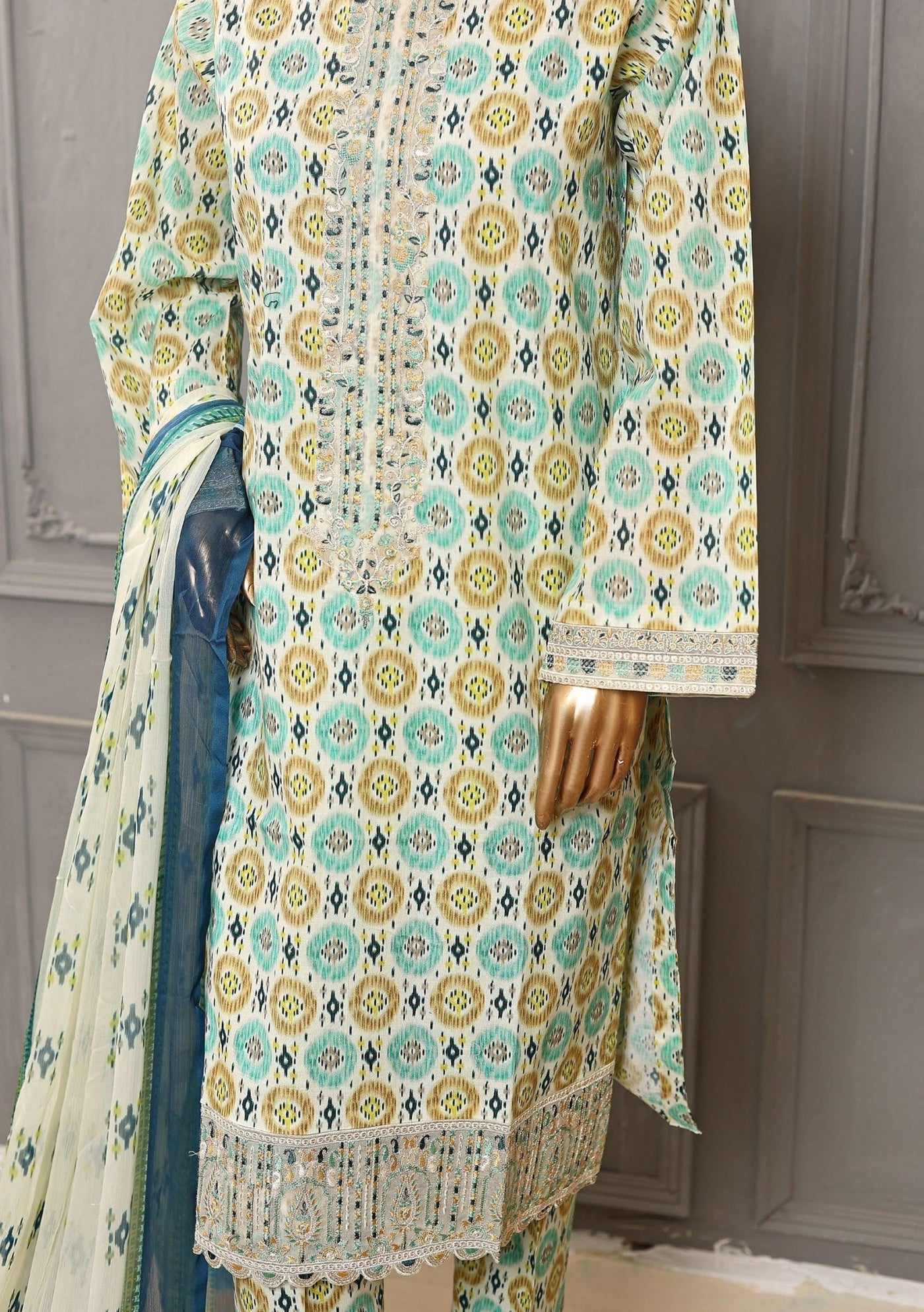 Bin Saeed Ready Made Embroidered Cotton Dress - db24499