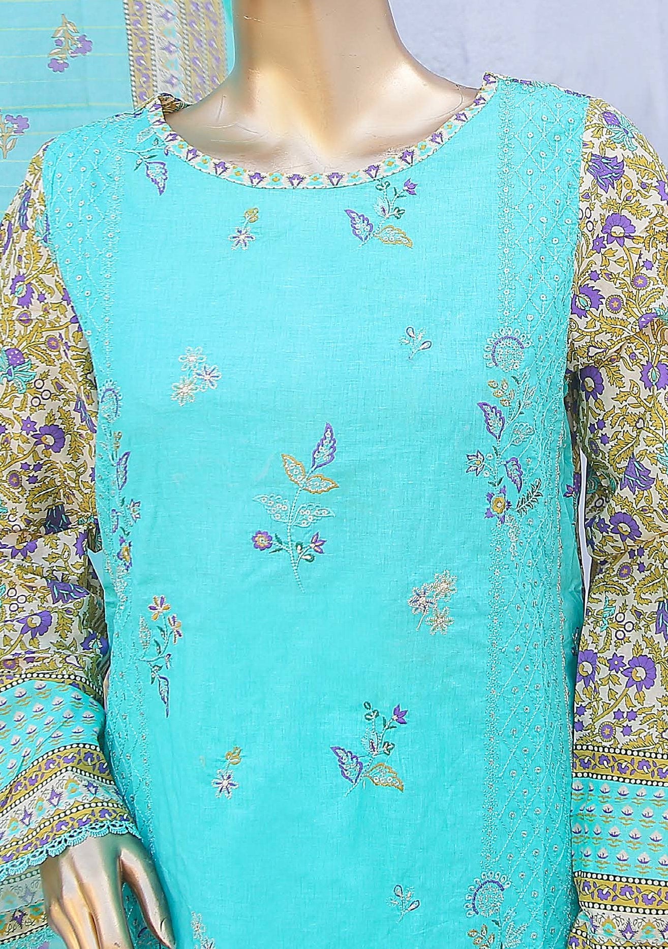 Bin Saeed Ready Made Embroidered Cotton Dress - db24460