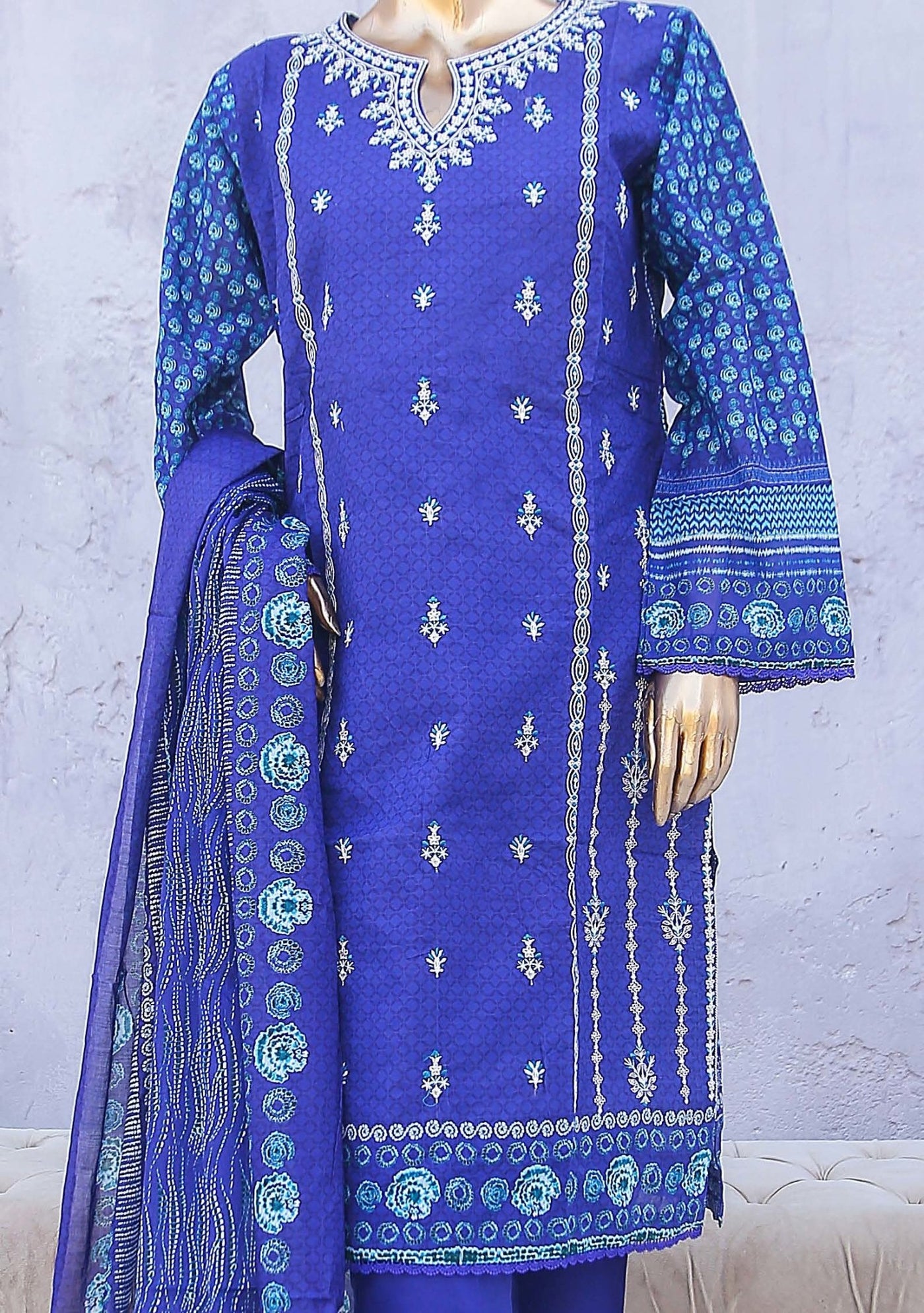 Bin Saeed Ready Made Embroidered Cotton Dress - db24462