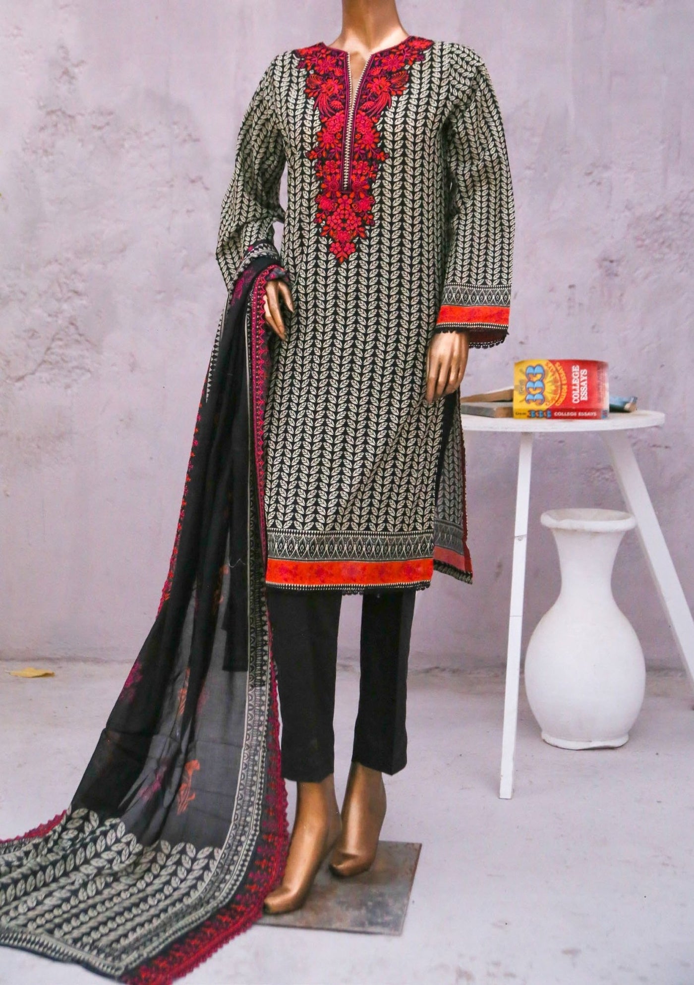 Bin Saeed Ready Made Embroidered Cotton Dress - db24276