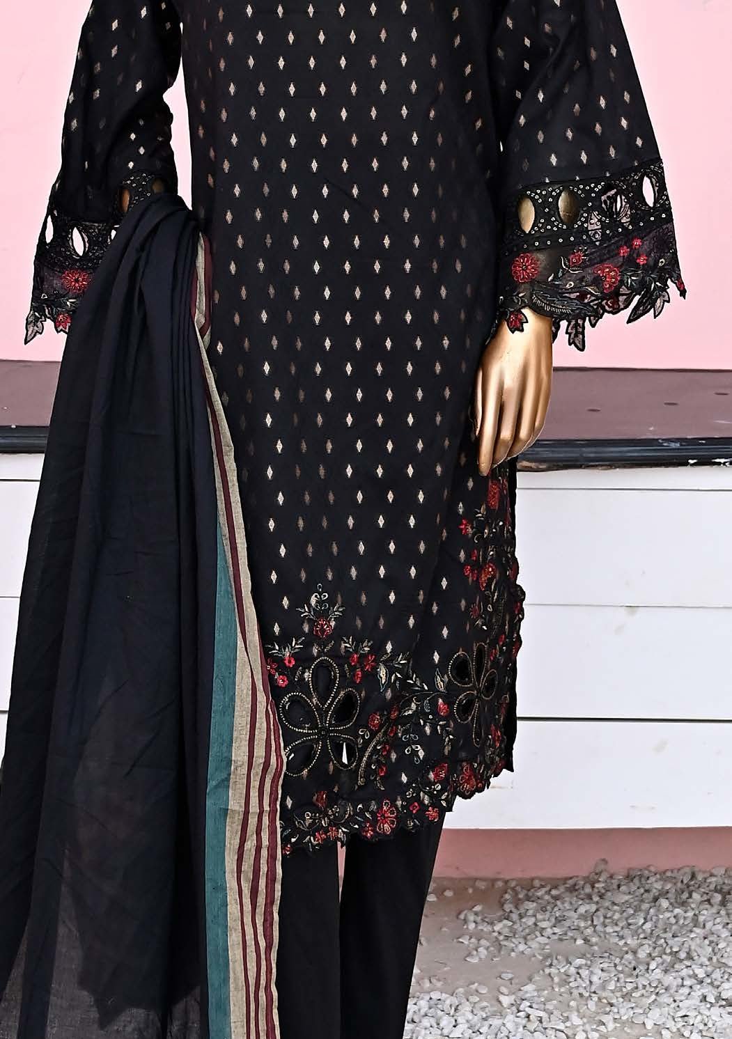 Bin Saeed Ready Made Embroidered Jacquard Dress - db23883