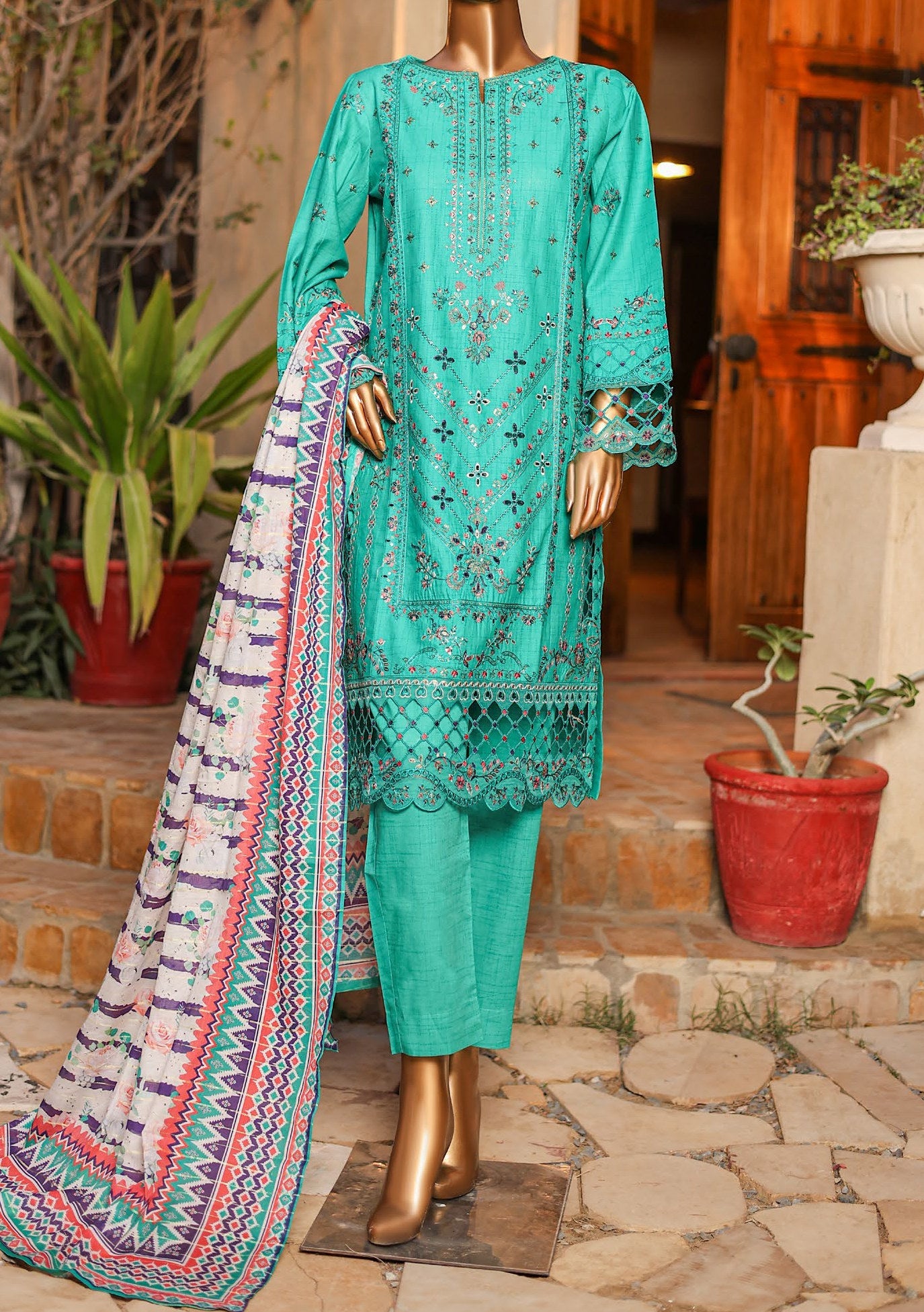 Bin Saeed Ready Made Embroidered Lawn Dress - db25124