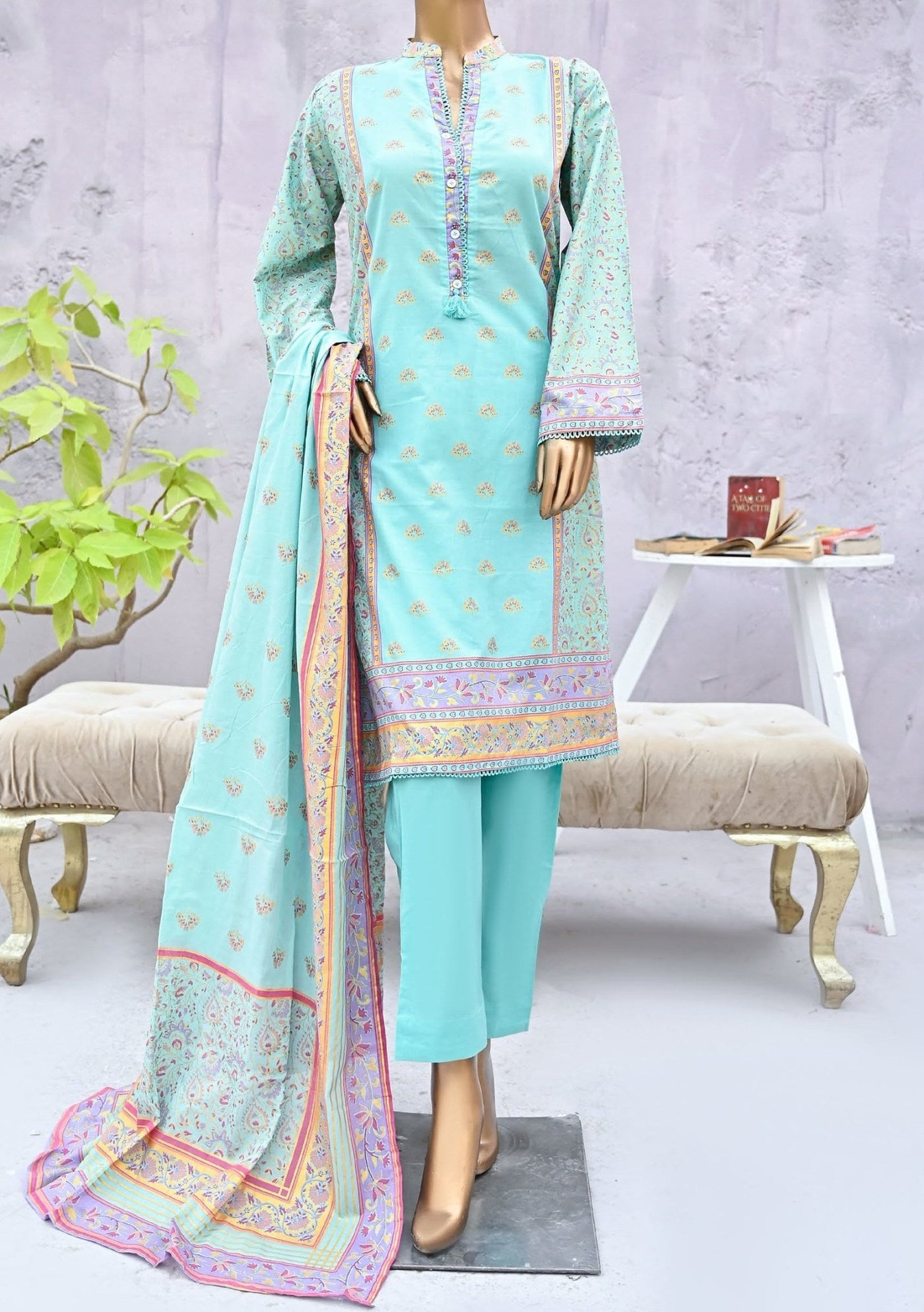 Bin Saeed Ready Made Printed Cotton Dress - db24342