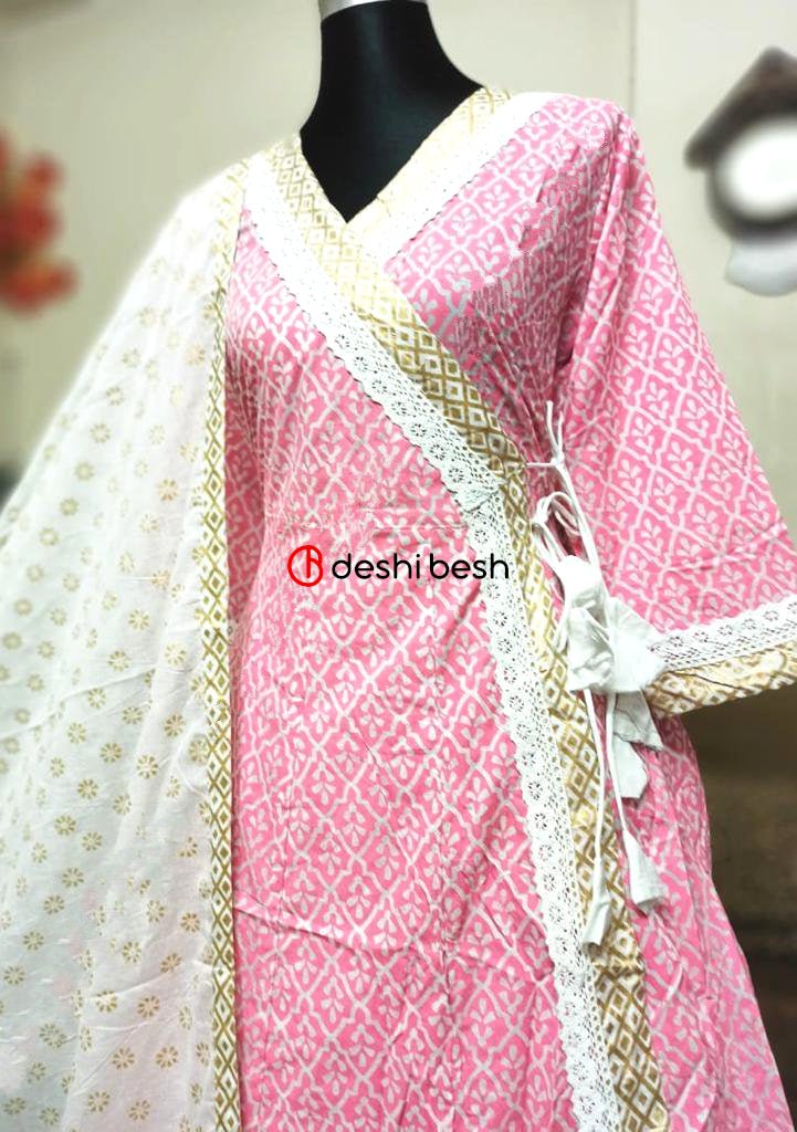 Boutique Designer Block Printed Angrakha suit - db19615