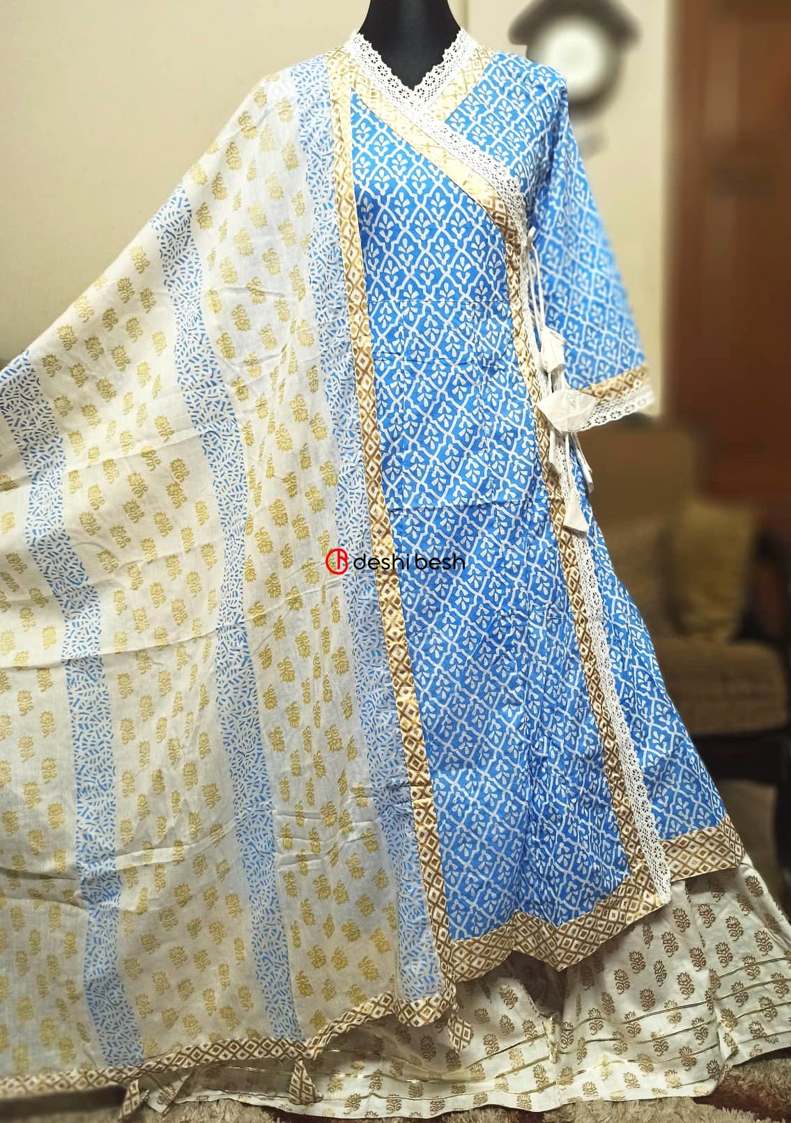 Boutique Designer Block Printed Angrakha suit - db19612