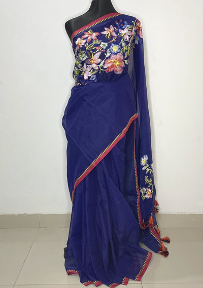 Boutique Designer Embroidered Dhakai Silk Saree: Deshi Besh.