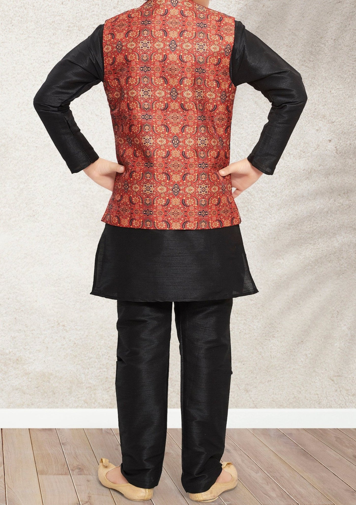 Boy's Party Wear Kurta Pajama With Waistcoat - db21399