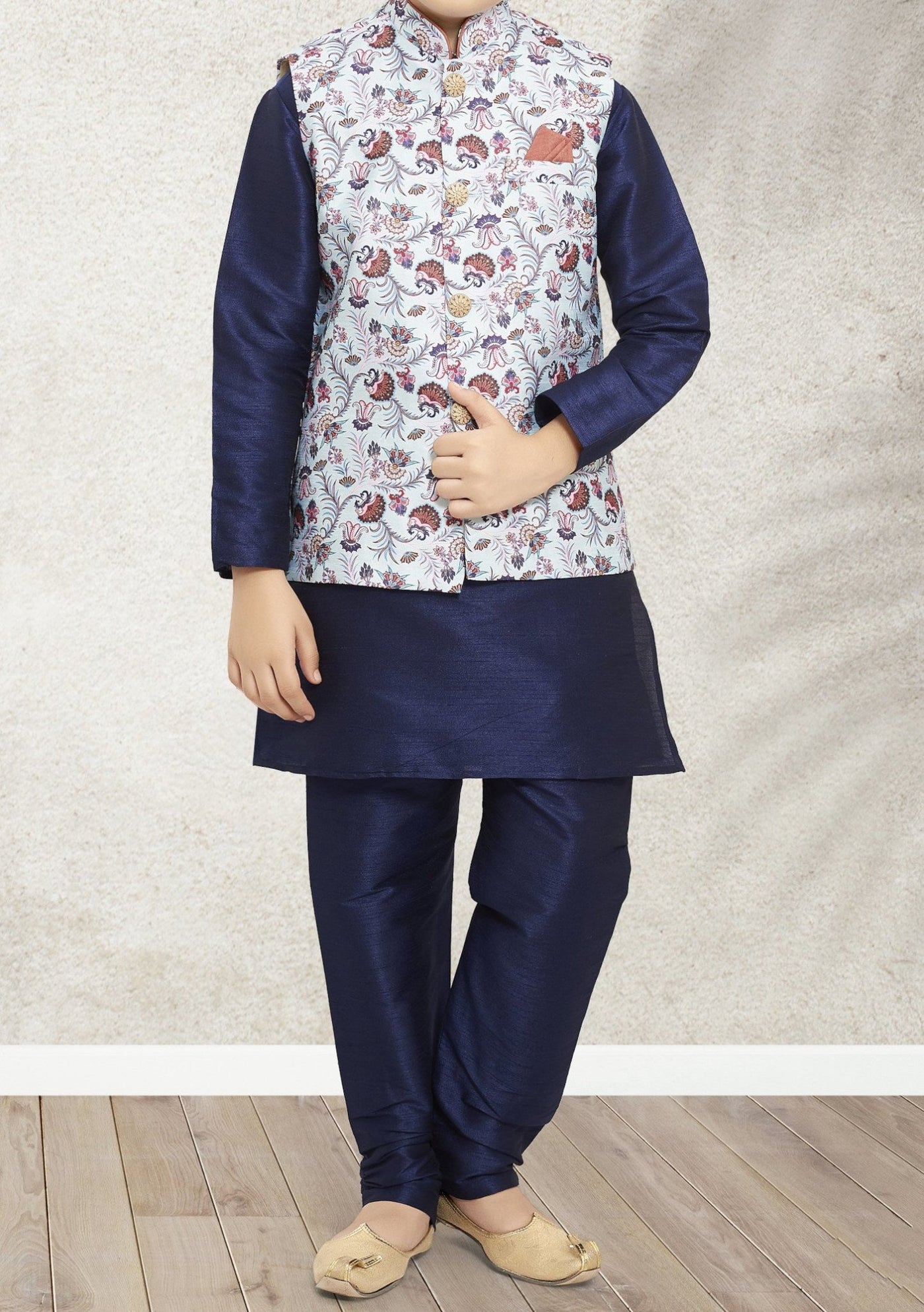 Boy's Party Wear Kurta Pajama With Waistcoat - db21394