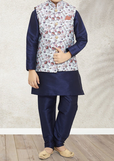 Boy's Party Wear Kurta Pajama With Waistcoat - db21394