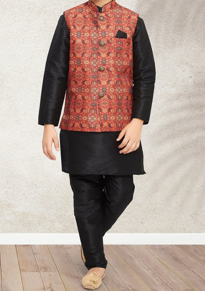 Boy's Party Wear Kurta Pajama With Waistcoat - db21399