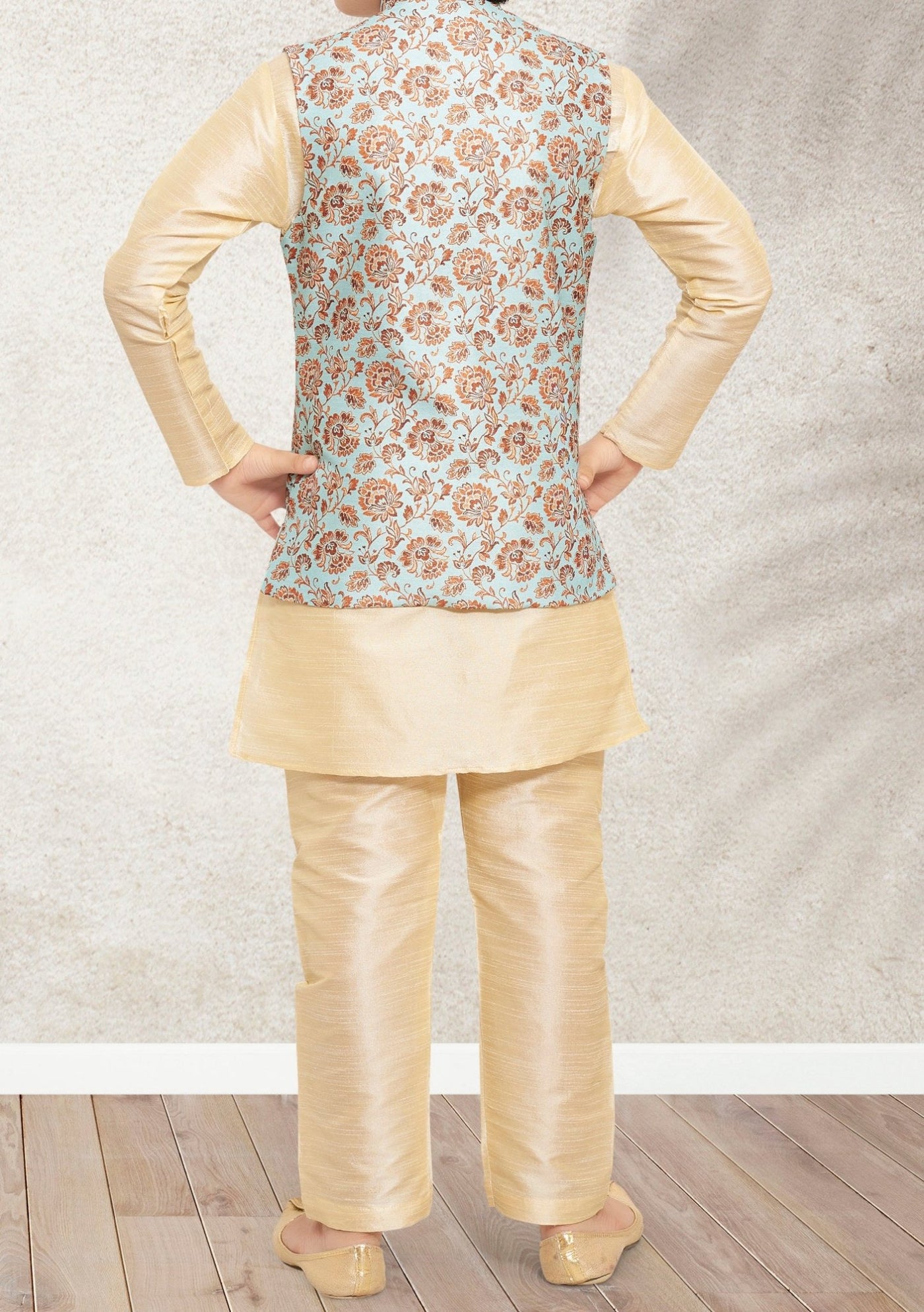 Boy's Party Wear Kurta Pajama With Waistcoat - db21385