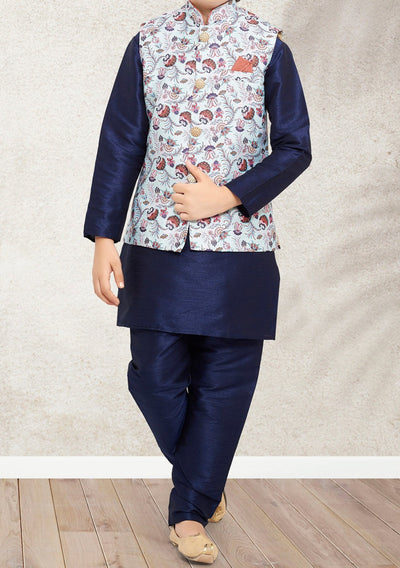 Boy's Party Wear Kurta Pajama With Waistcoat - db21394