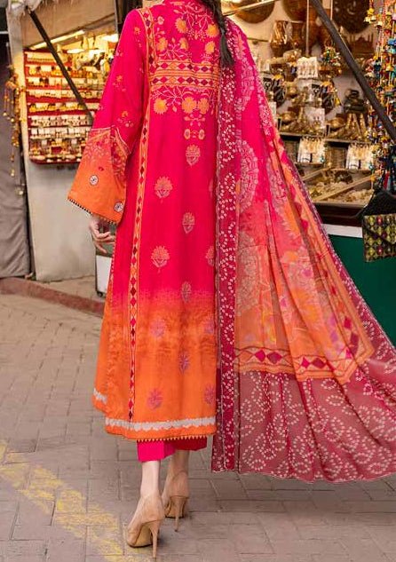 Charizma Orange Embroidered Pakistani Lawn Dress - db19025