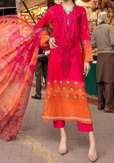 Charizma Orange Embroidered Pakistani Lawn Dress - db19025