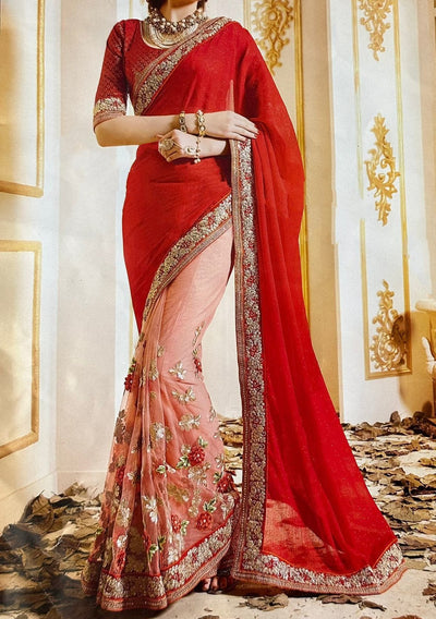 Designer Floral Embroidered Party Wear Georgette Saree - db20932