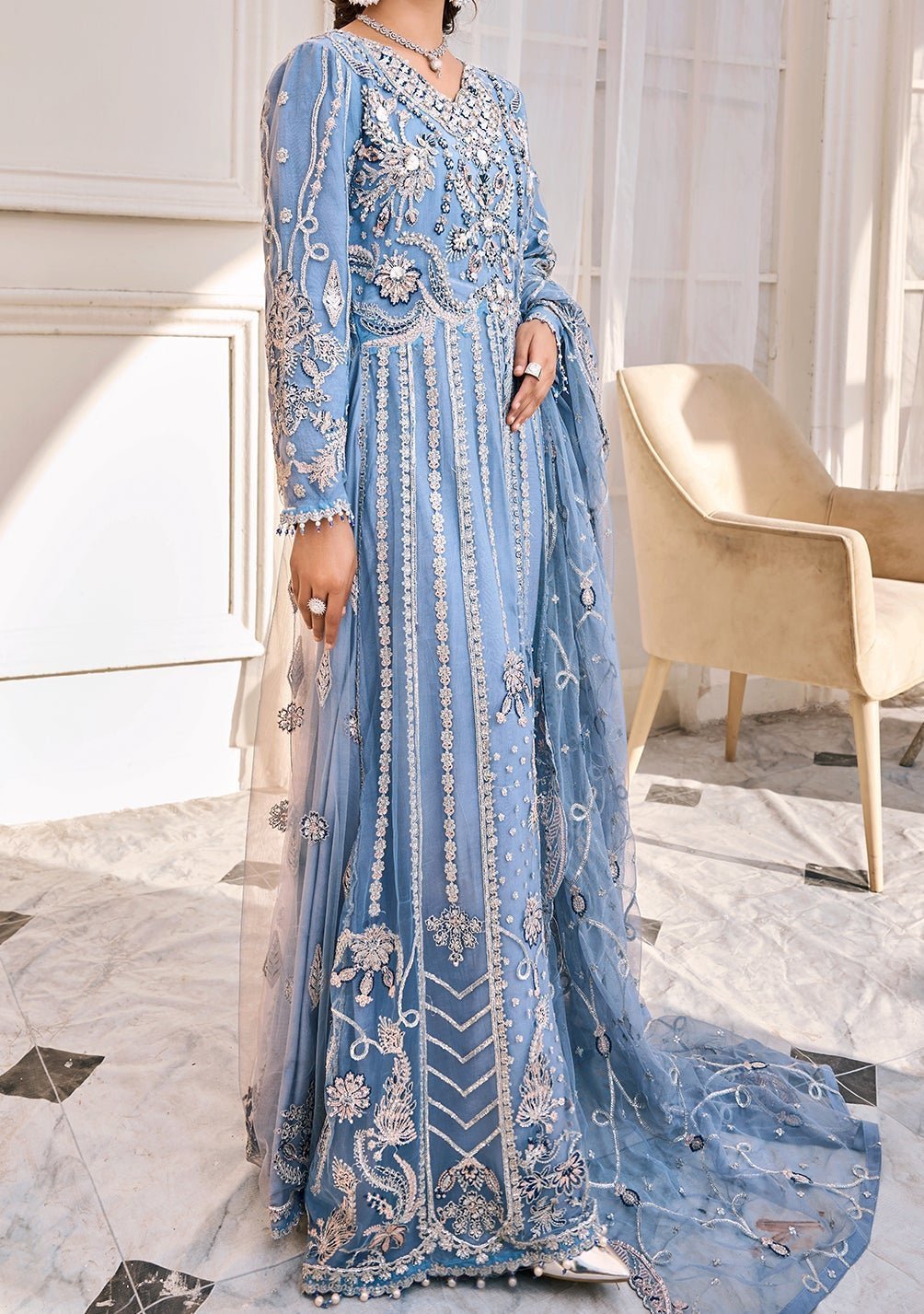 Emaan Adeel Designer Pakistani Net Anarkali - db24255