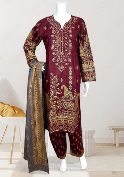 Embroidered 3 Pieces Pakistani Cotton Dress - db25688