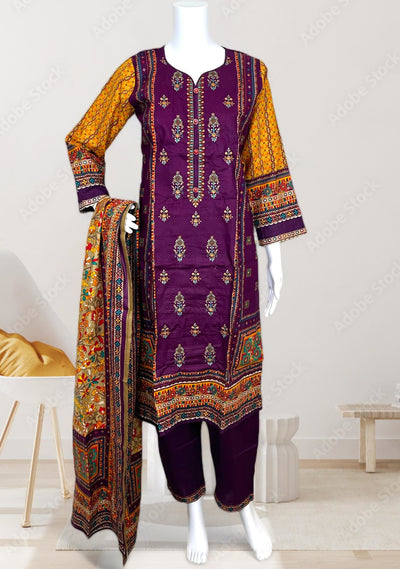 Embroidered 3 Pieces Pakistani Cotton Dress - db25696