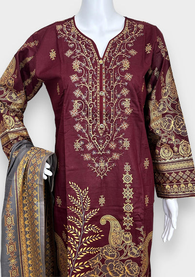 Embroidered 3 Pieces Pakistani Cotton Dress - db25688