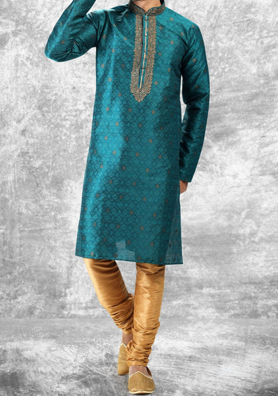 Embroidered Party Wear Jacquard Kurta Pajama Set - db21475