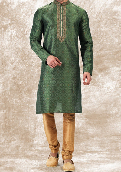 Embroidered Party Wear Jacquard Kurta Pajama Set - db21474