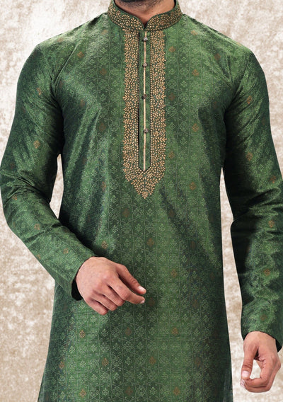 Embroidered Party Wear Jacquard Kurta Pajama Set - db21474