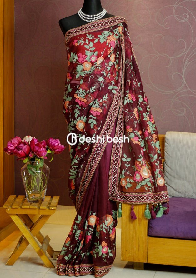 Exclusive Boutique Designer Muslin Saree - db17149