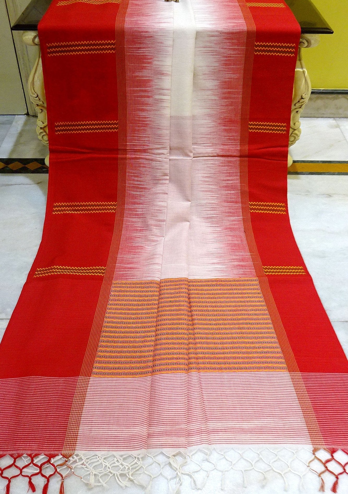 Exclusive Traditional Designer Bengal Khadi Saree: Deshi Besh.