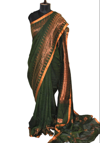 Exclusive Traditional Hand Woven Kangivaram Linen Saree - db21115