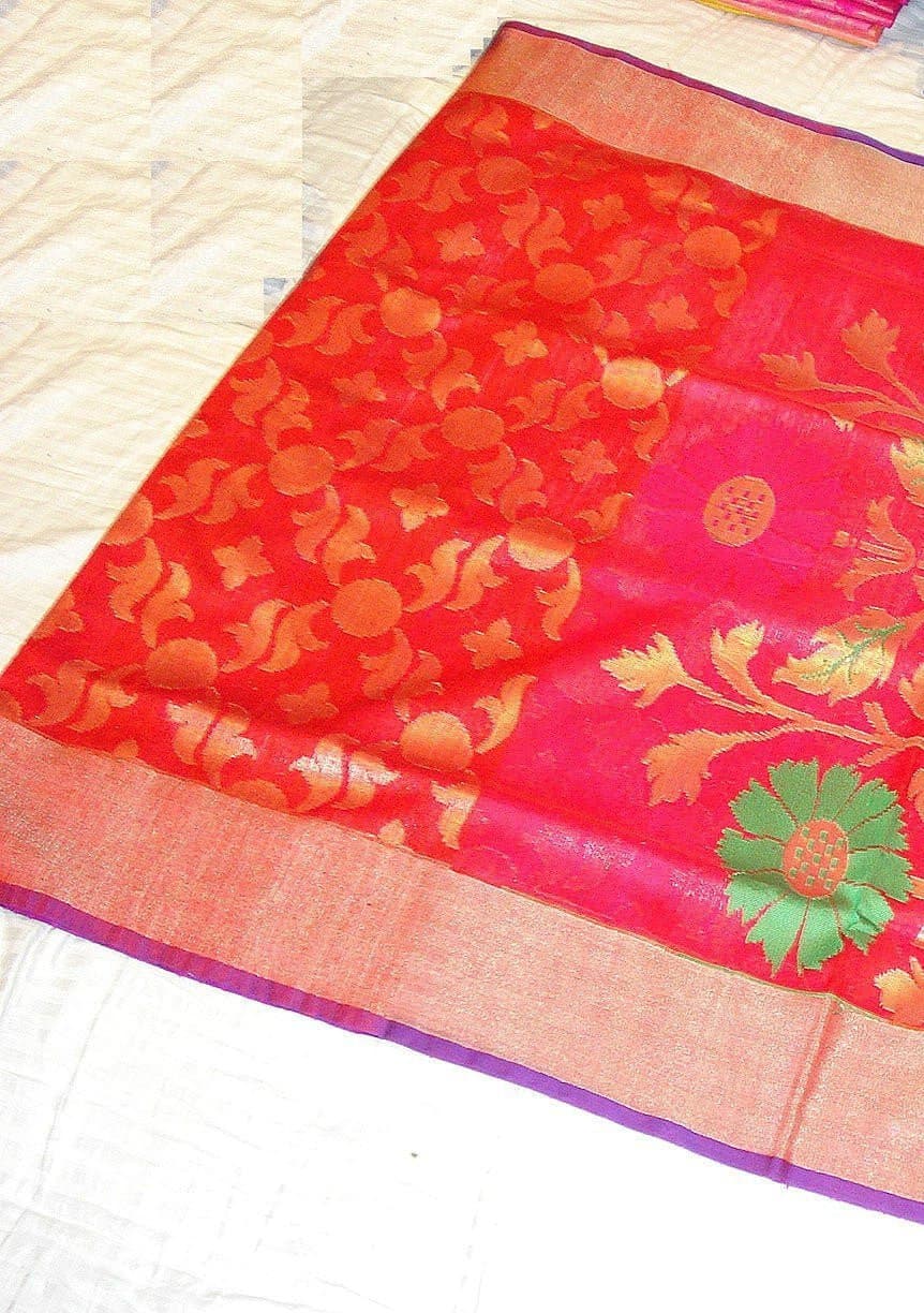 Exclusive Traditional Tassar Jamdani Silk Saree: Deshi Besh.