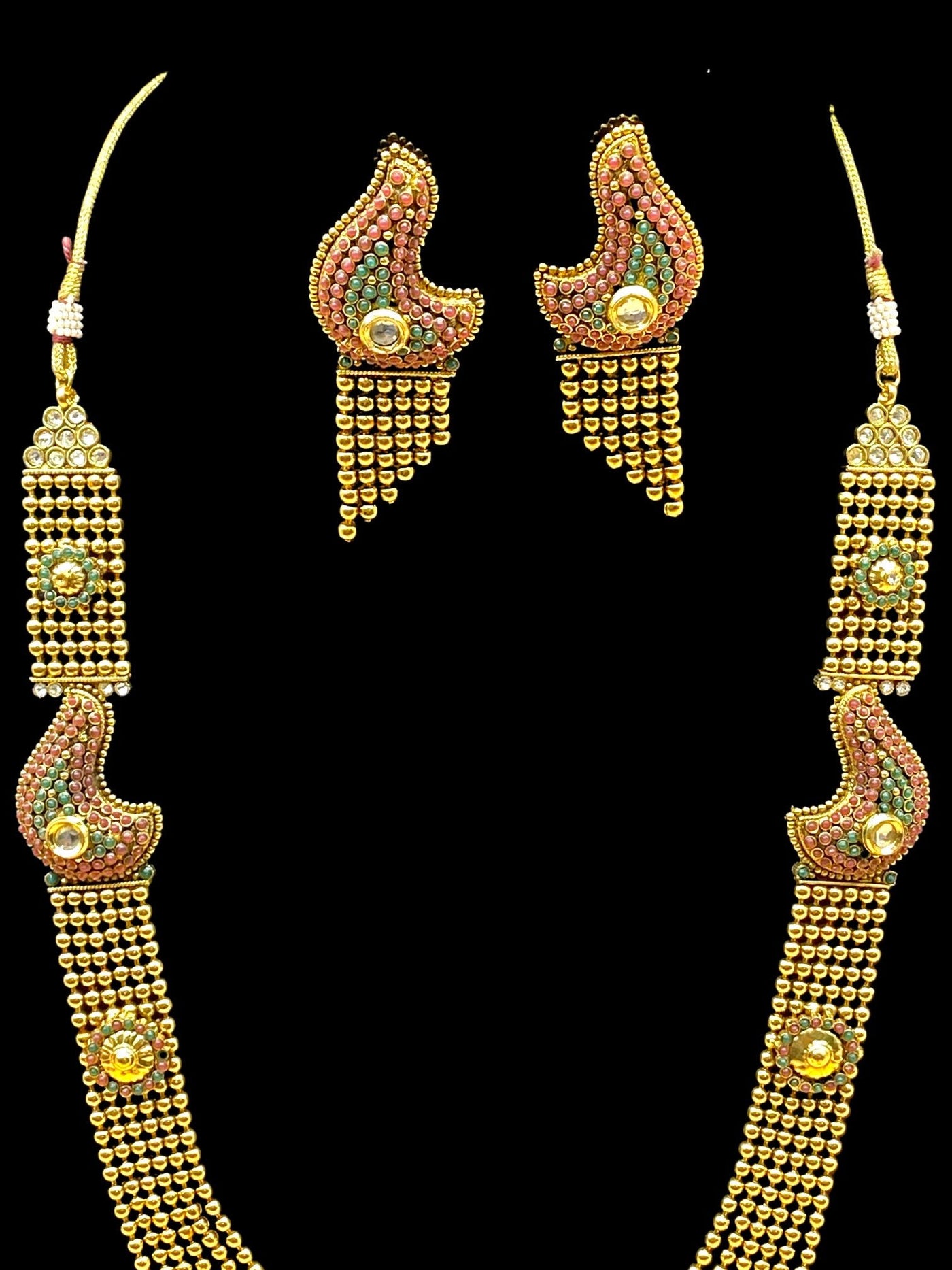 Gold Plated 6 Layer Long Necklace Set - dba006