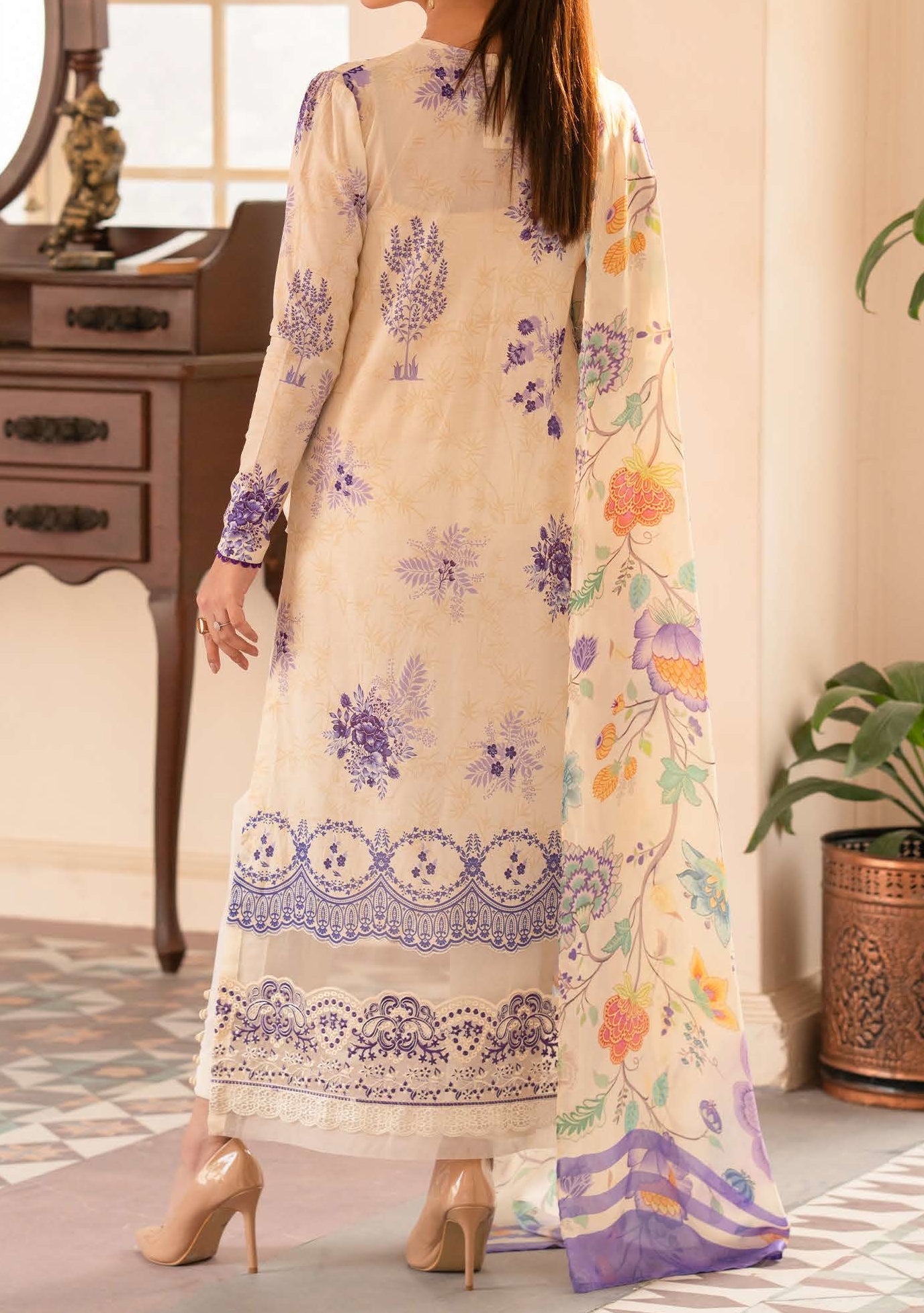 Gulljee Morja Ready Made Embroidered Lawn Dress - db24782