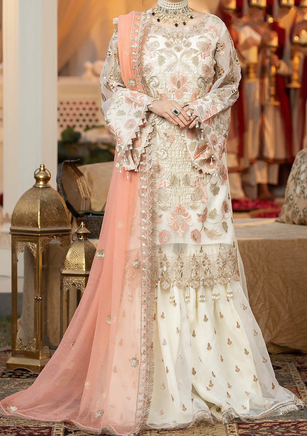 Imrozia Estelle Pakistani Luxury Organza Dress - db24262