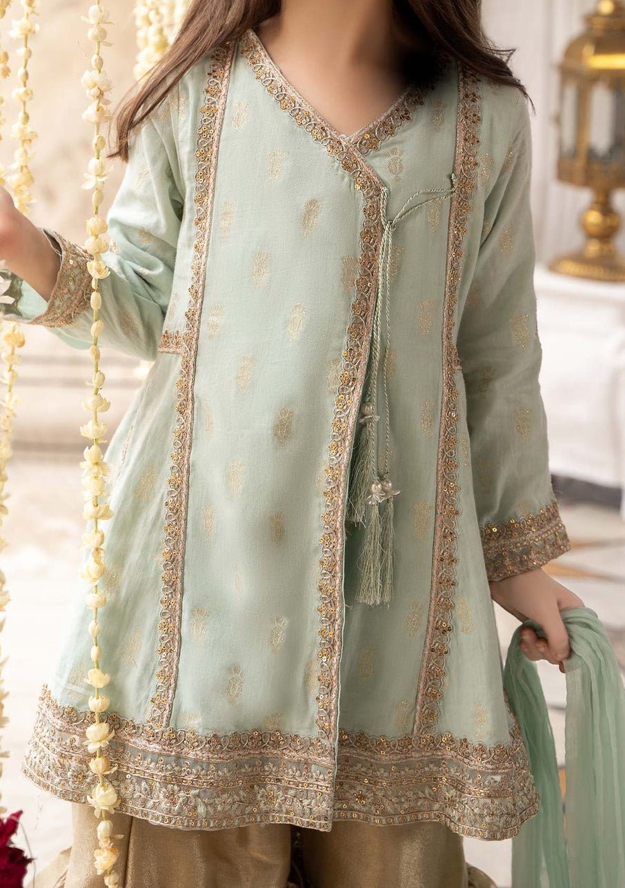 Maria.B Girl's Embroidered Jacquard Sharara Suit - db24927