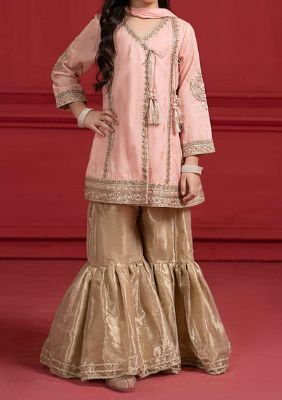 Maria.B Girl's Embroidered Jacquard Sharara Suit - db24928