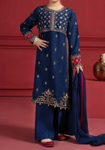 Maria.B Girl's Embroidered Raw Silk Palazzo Suit - db24915