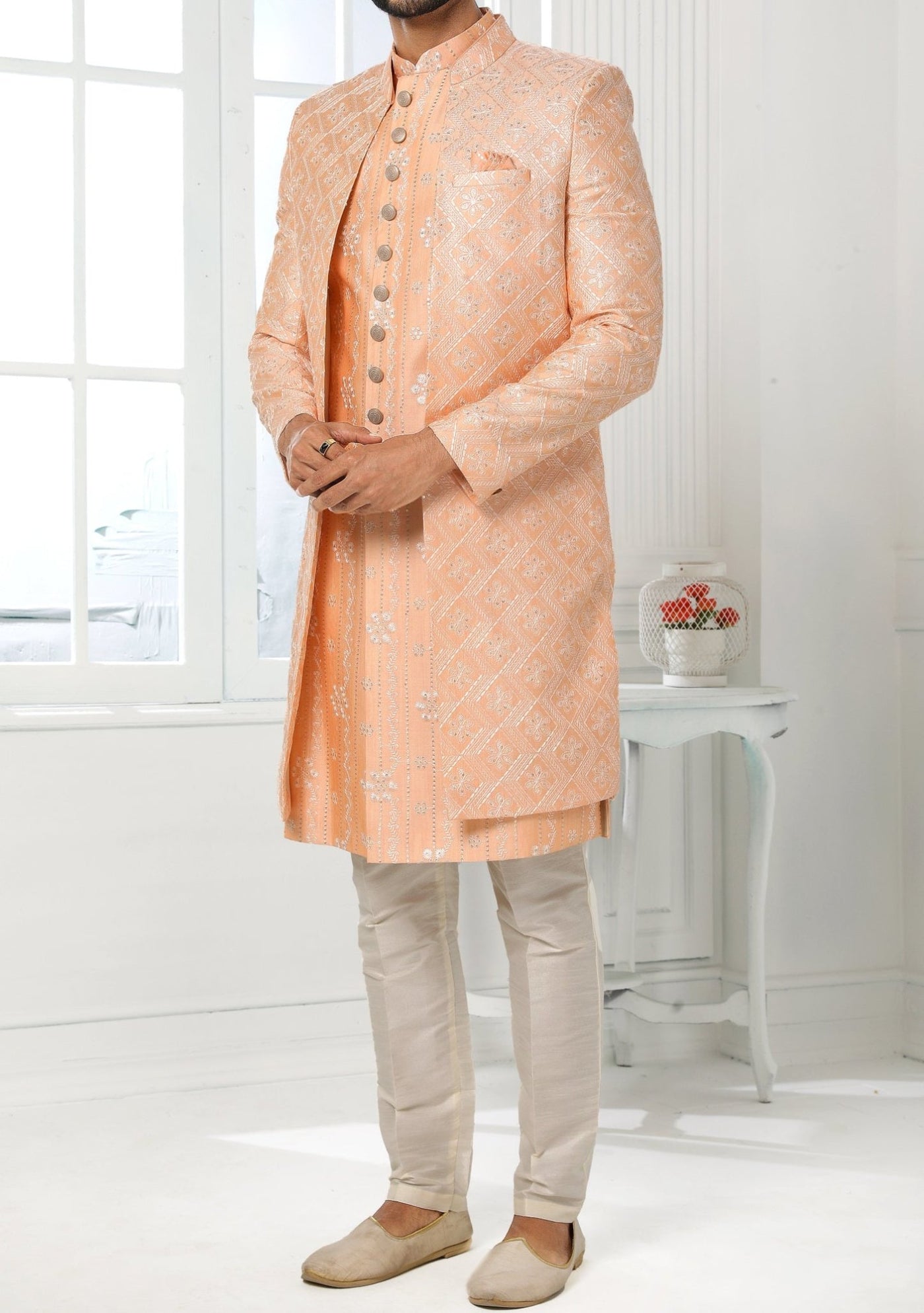 Men's Indo Western Party Wear Sherwani Suit With Jacket - db20433