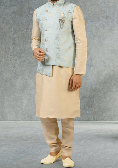 Men's Party Wear Kurta Pajama With Waistcoat - db18097