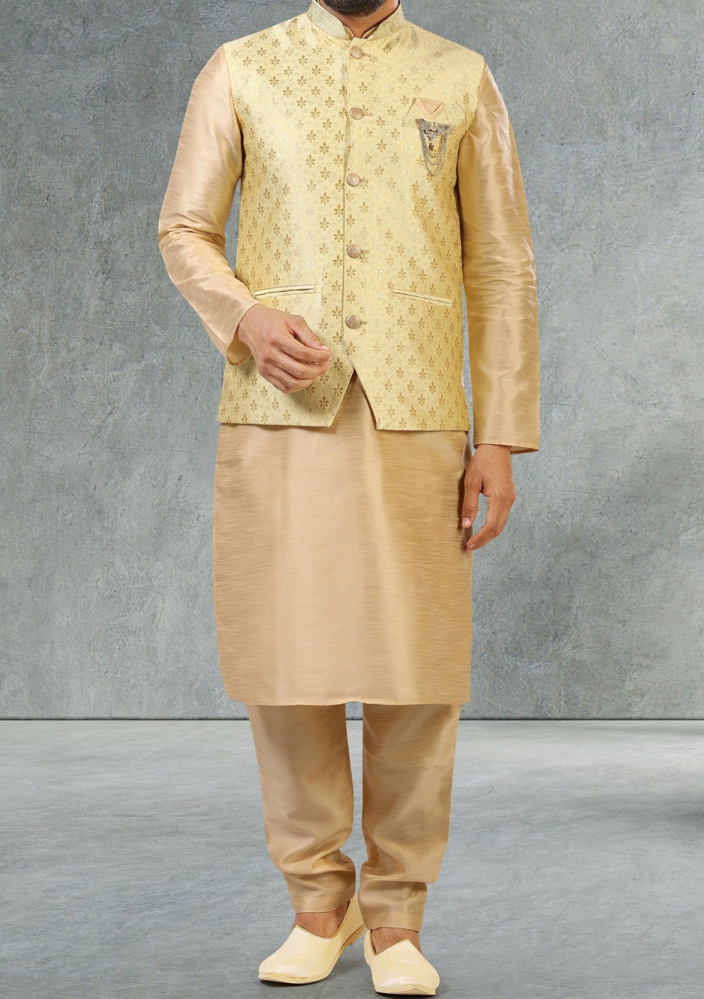 Men's Party Wear Kurta Pajama With Waistcoat - db18110