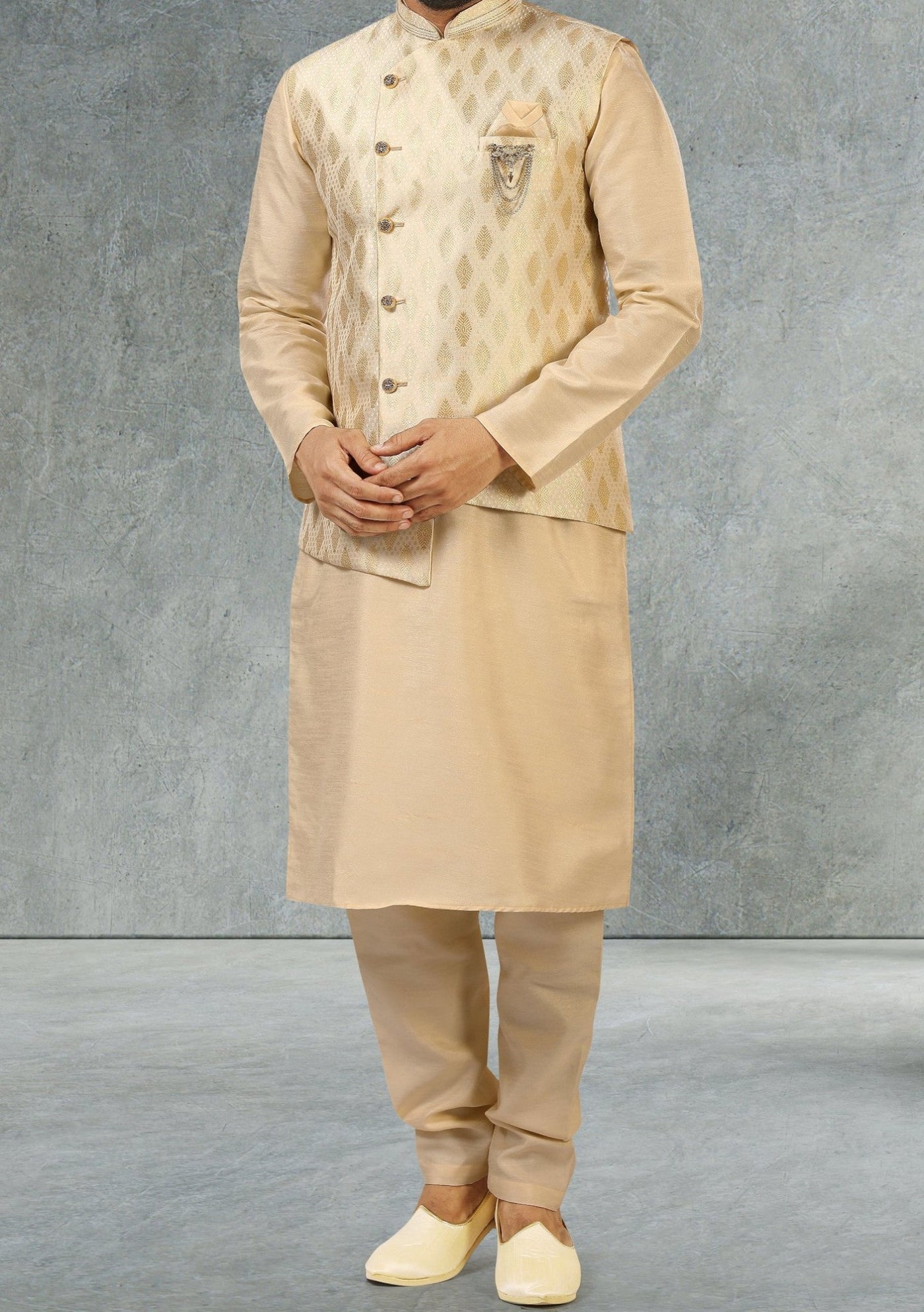 Men's Party Wear Kurta Pajama With Waistcoat - db18104